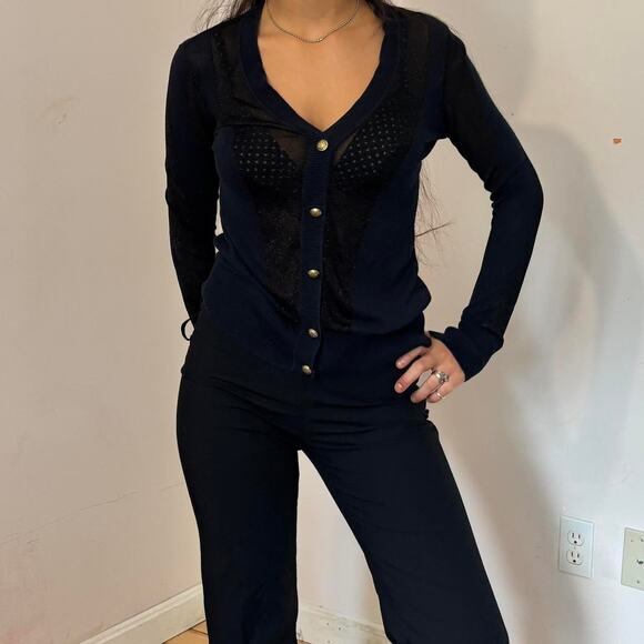 Chic sheer navy blouse - Picture 1 of 5